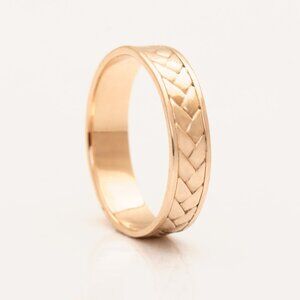 14K Gold Braided Band Ring, Stamped 585, Size 7, Custom Made Ring